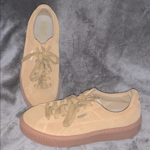 tan puma platform sneakers